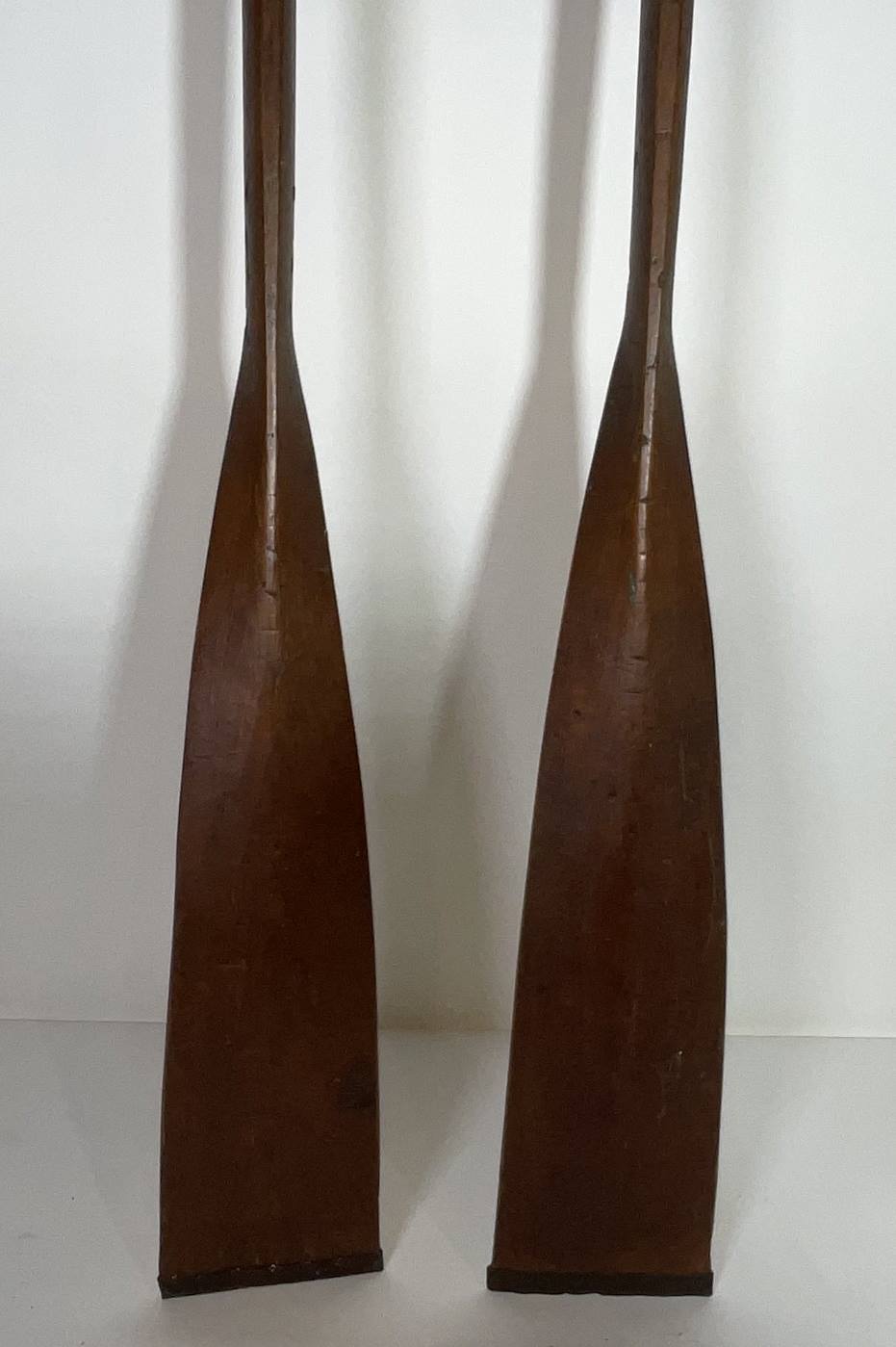 Pair of Sweep Oars with Old Varnish Finish