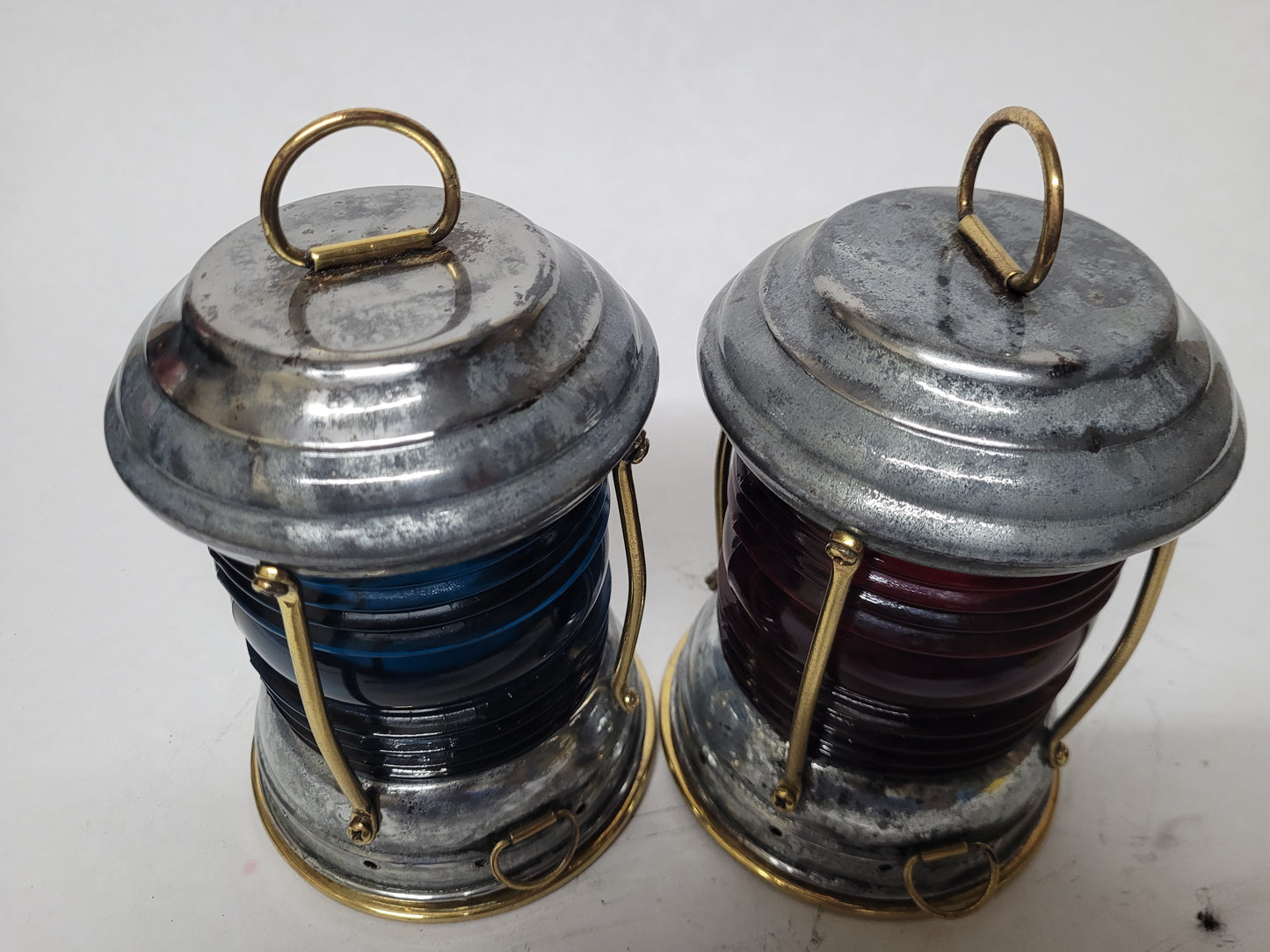 Pair of Red and Blue Lens Boat Lanterns