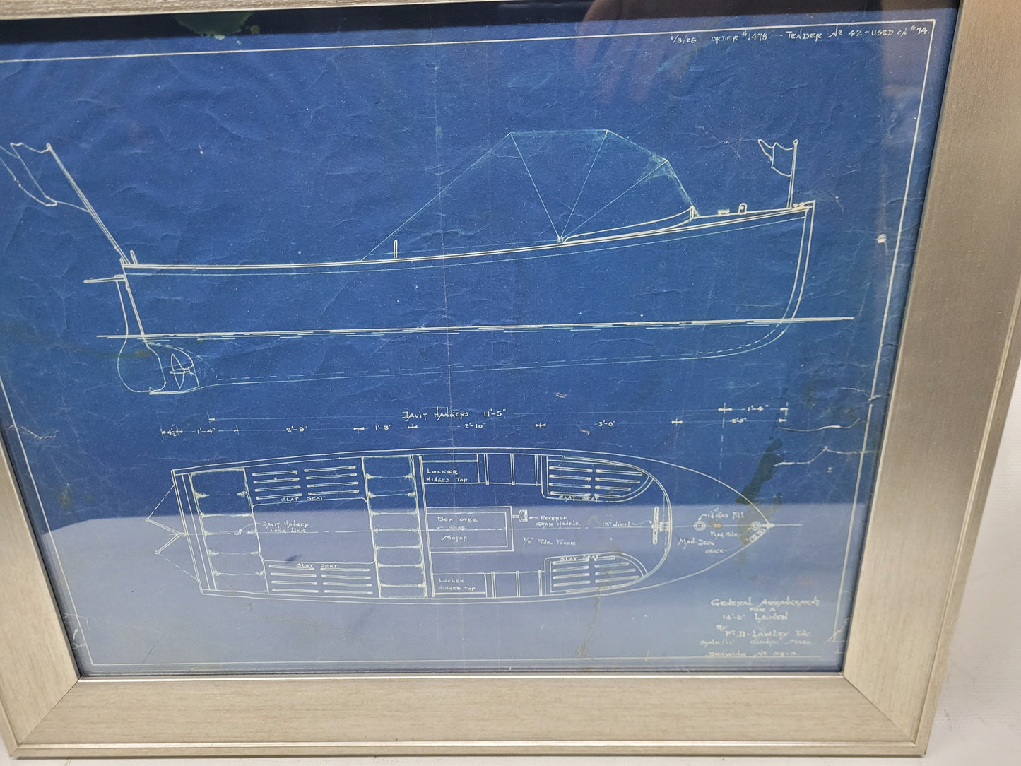 Original Boat Launch Blueprint from Frederick D. Lawley of Quincy, Massachusetts