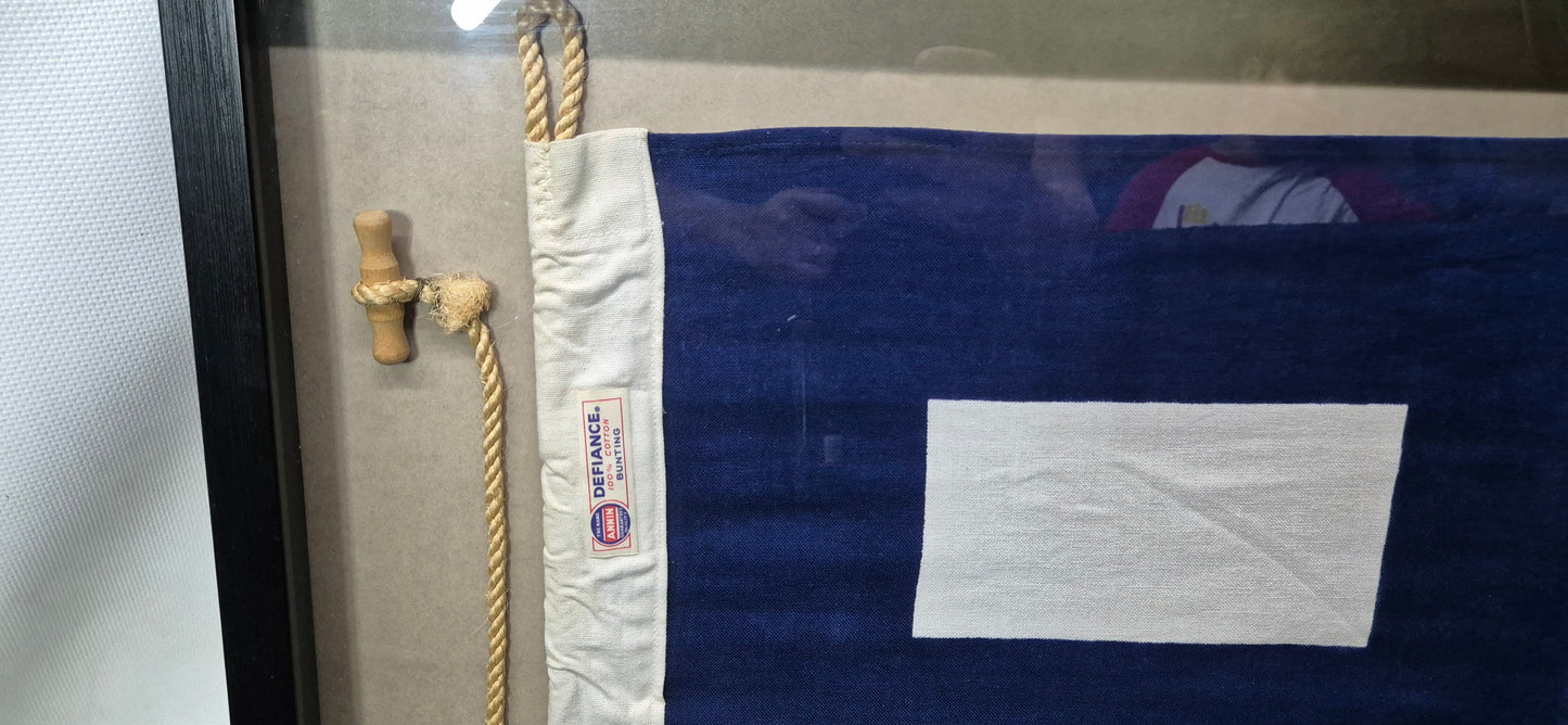 Nautical Signal Flag of Letter "P" in Shadowbox Frame