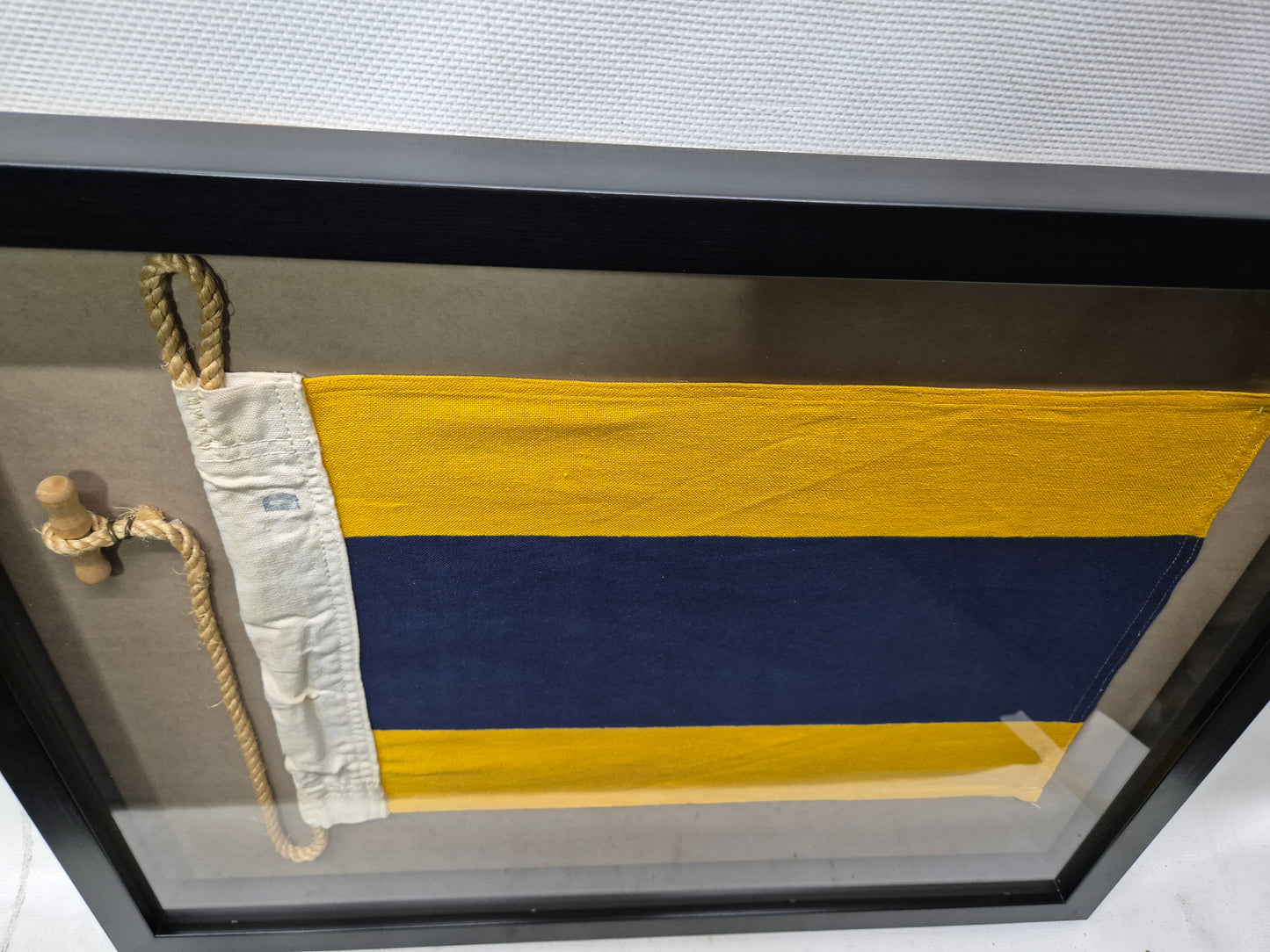 Nautical Signal Flag of Letter "D" in Shadowbox Frame