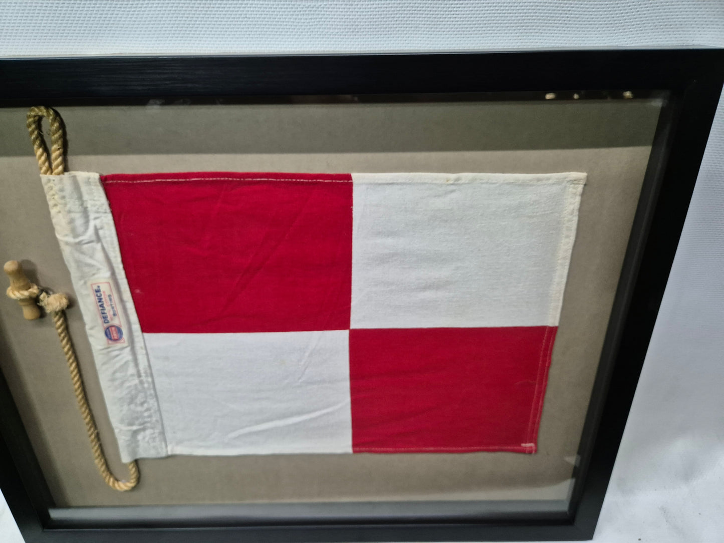 Nautical Signal Flag of Letter "U" in Shadowbox Frame