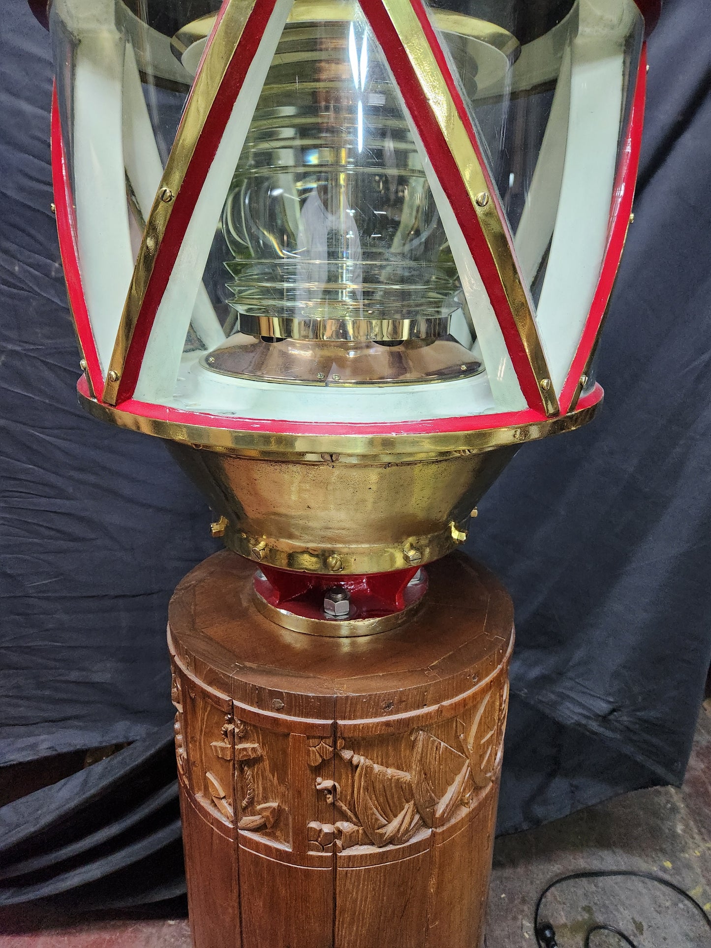 Outstanding Marine Beacon on Carved Wood Base