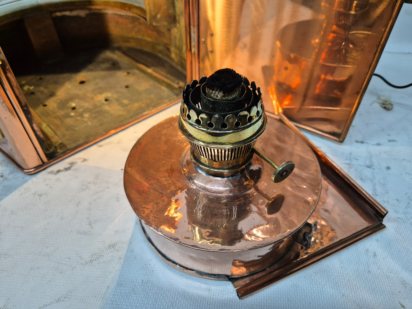 Polished Copper Masthead Lantern with Fresnel Lens