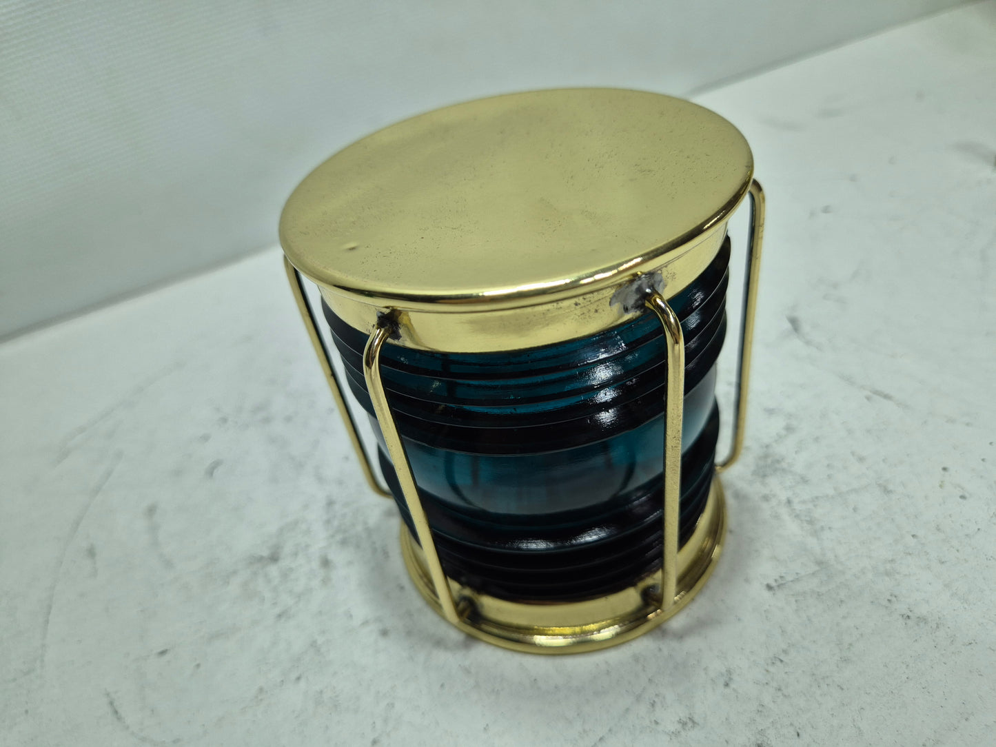 Solid Brass Nautical Light with 360-Degree Green Lens