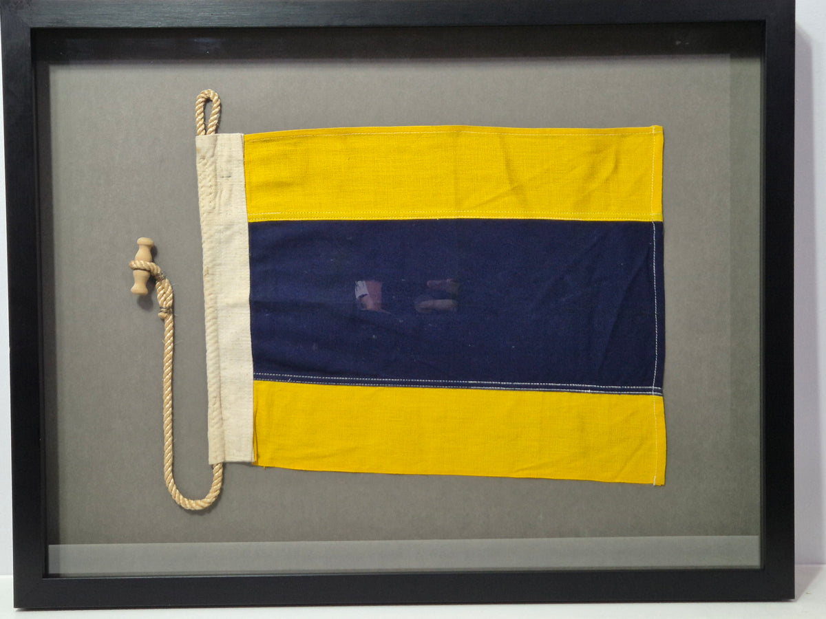 Framed International Code of Signals Delta (D) Linen Flag