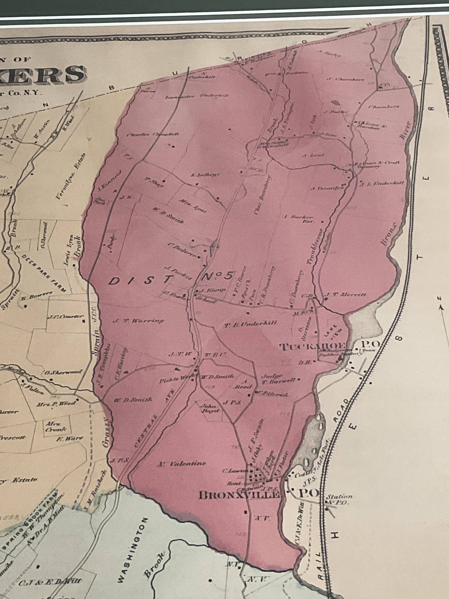 Map of the town of Yonkers in Westchester County