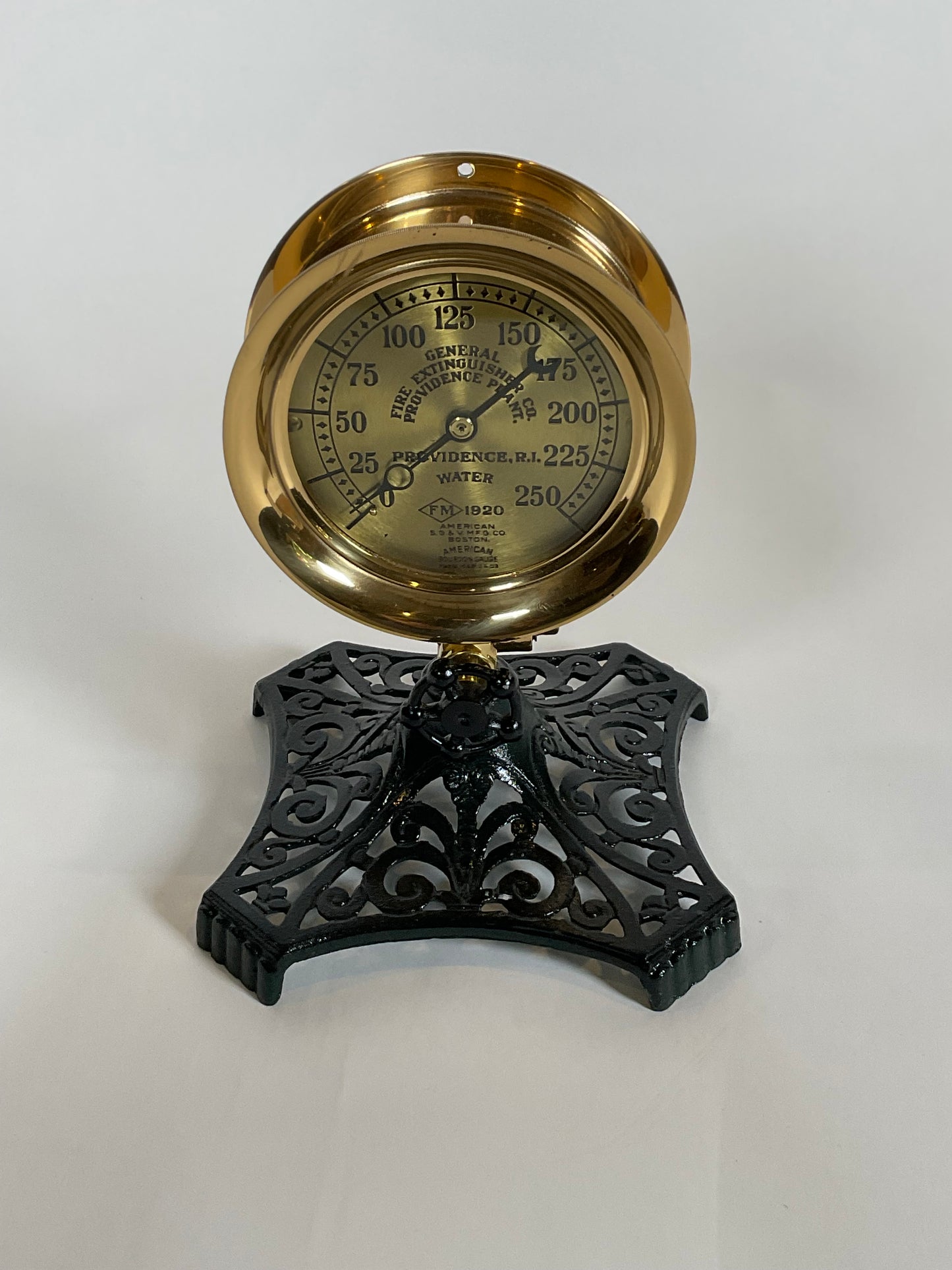 Antique Brass Gauge on Iron Stand