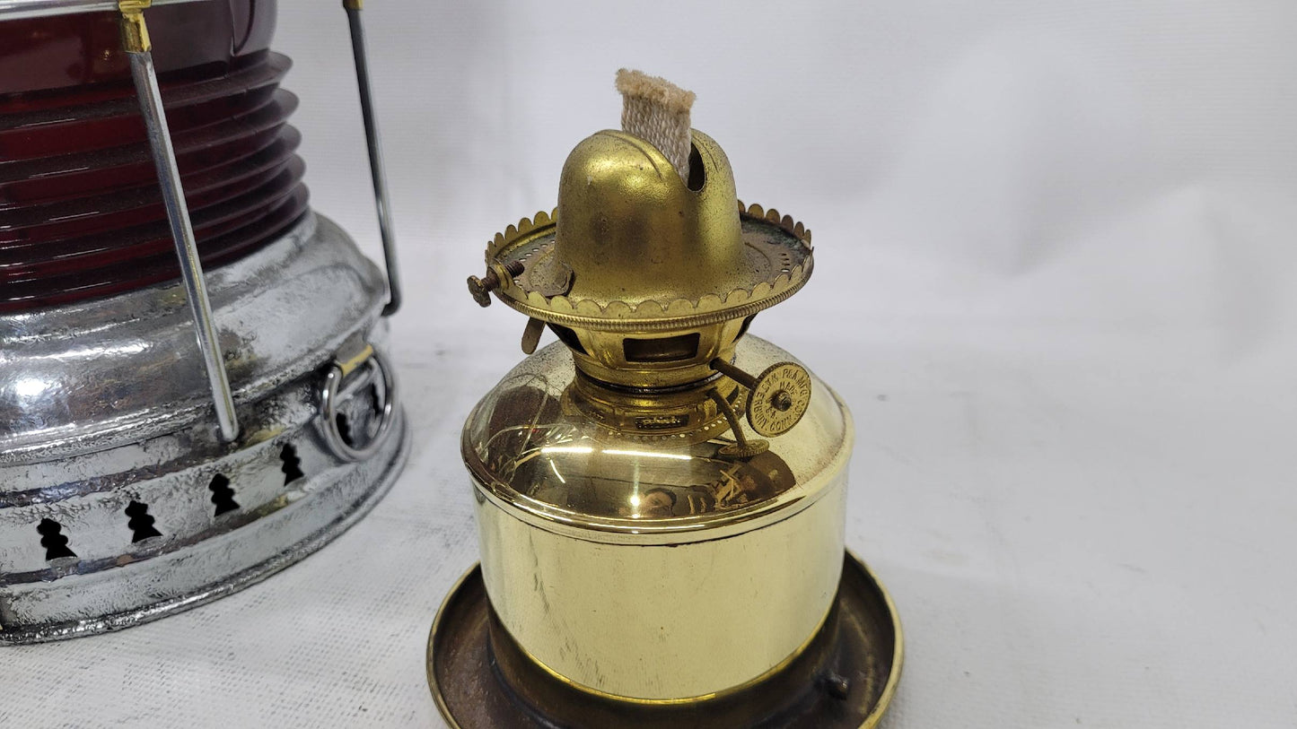 Perkins Marine Ship Lantern with Ruby Red Fresnel Lens