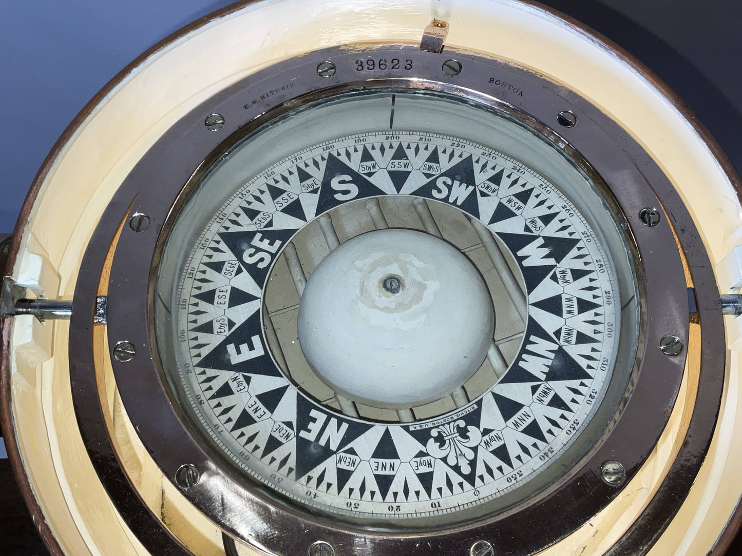 Outstanding Ship's Binnacle Mounted with a Ship's Wheel