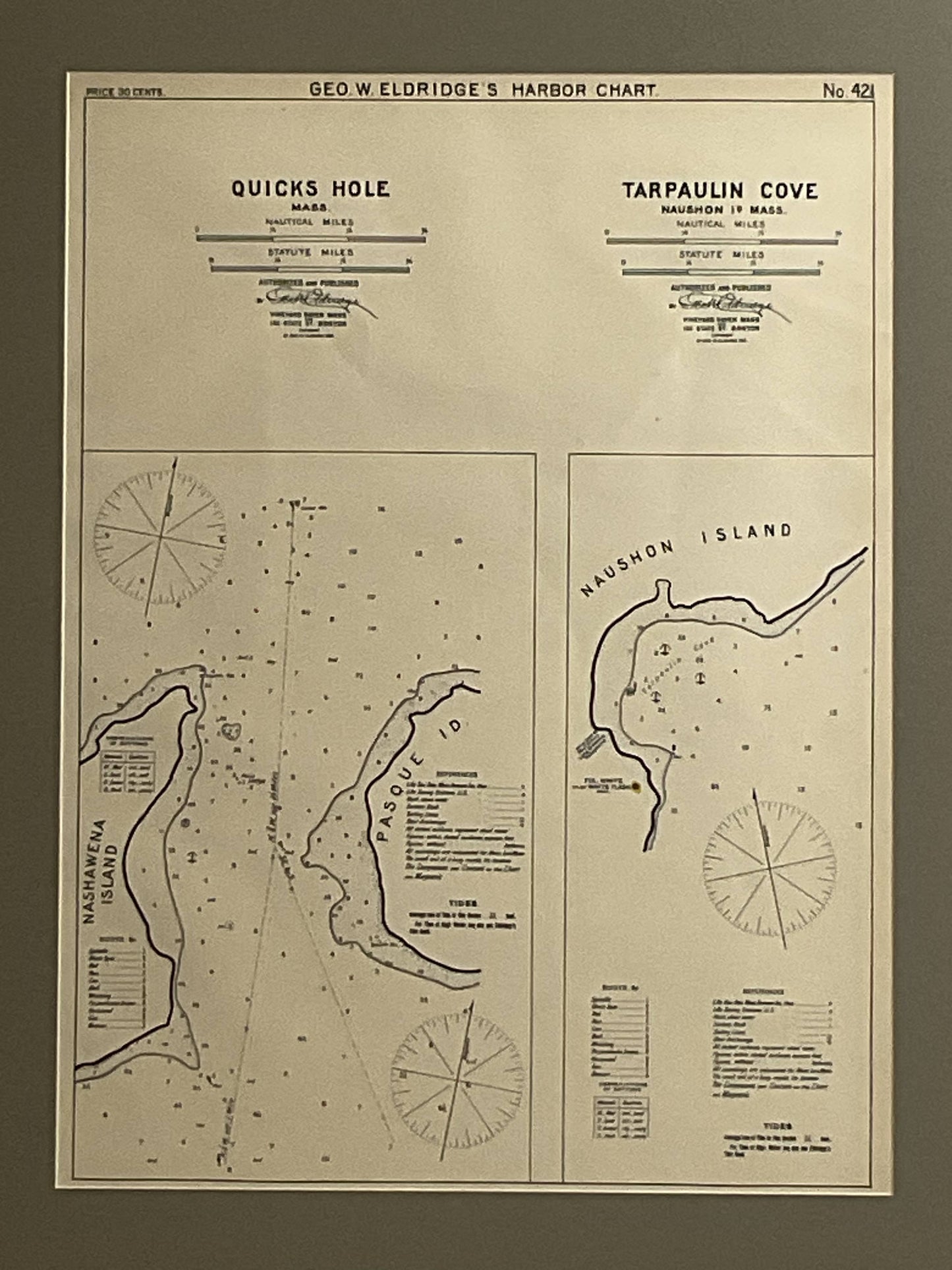 Mariners Chart of Quicks Hole and Tarpaulin Cove by George Eldridge 1901