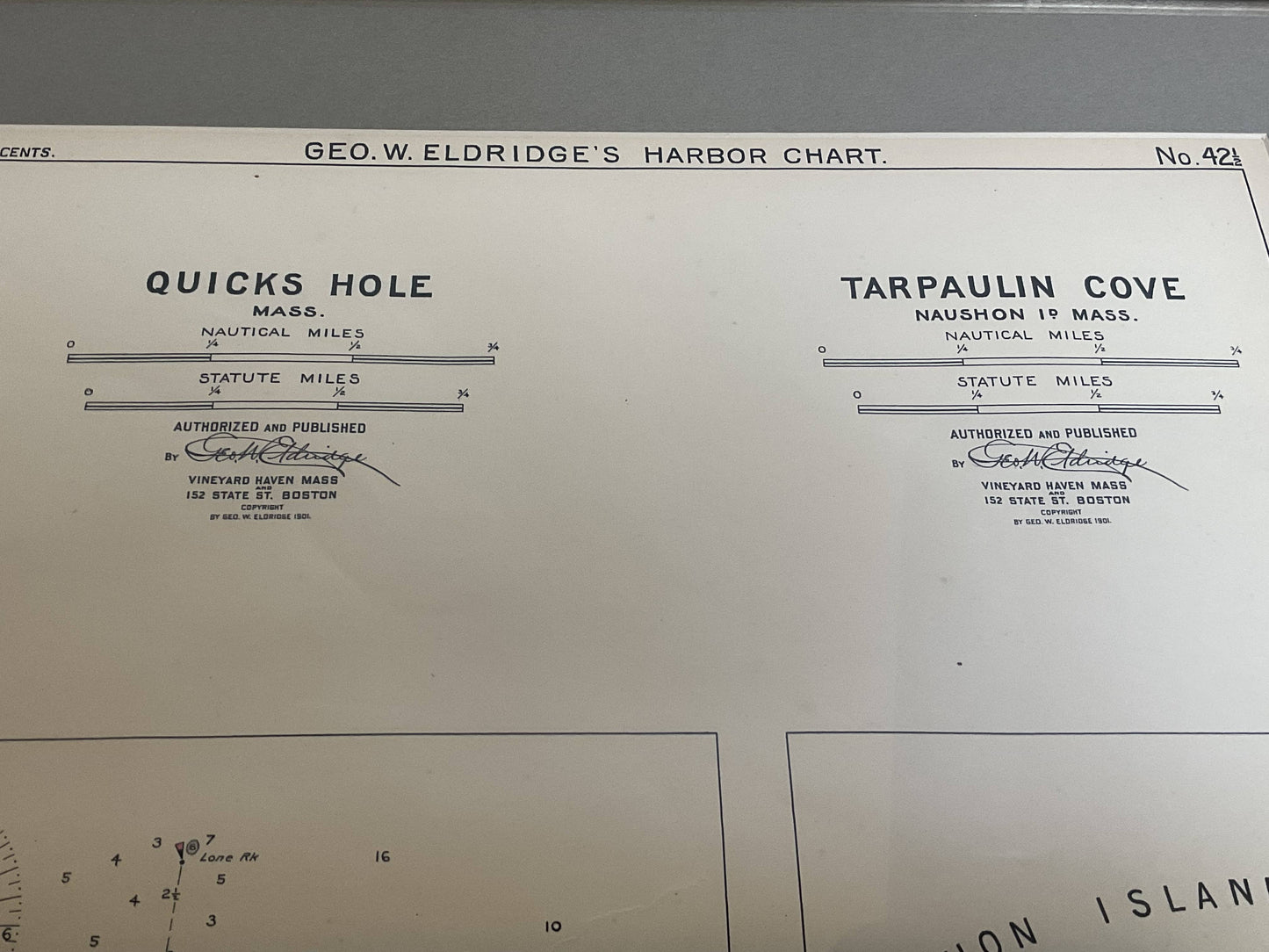 Mariners Chart of Quicks Hole and Tarpaulin Cove by George Eldridge 1901