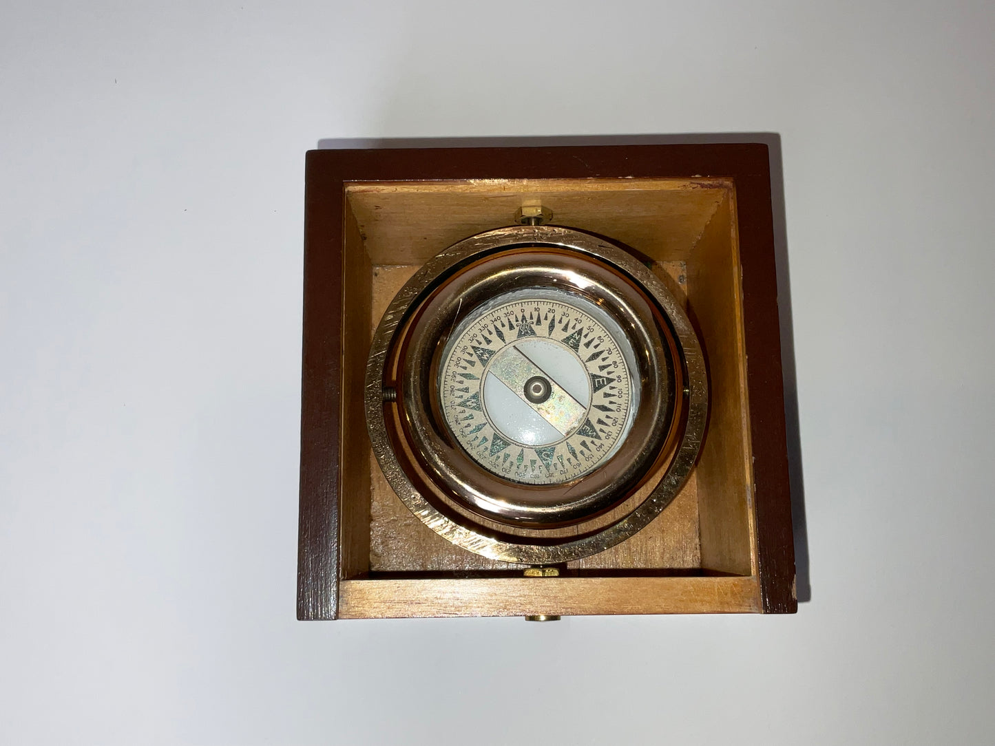 Boat Compass on Gimbal in a Mahogany Box