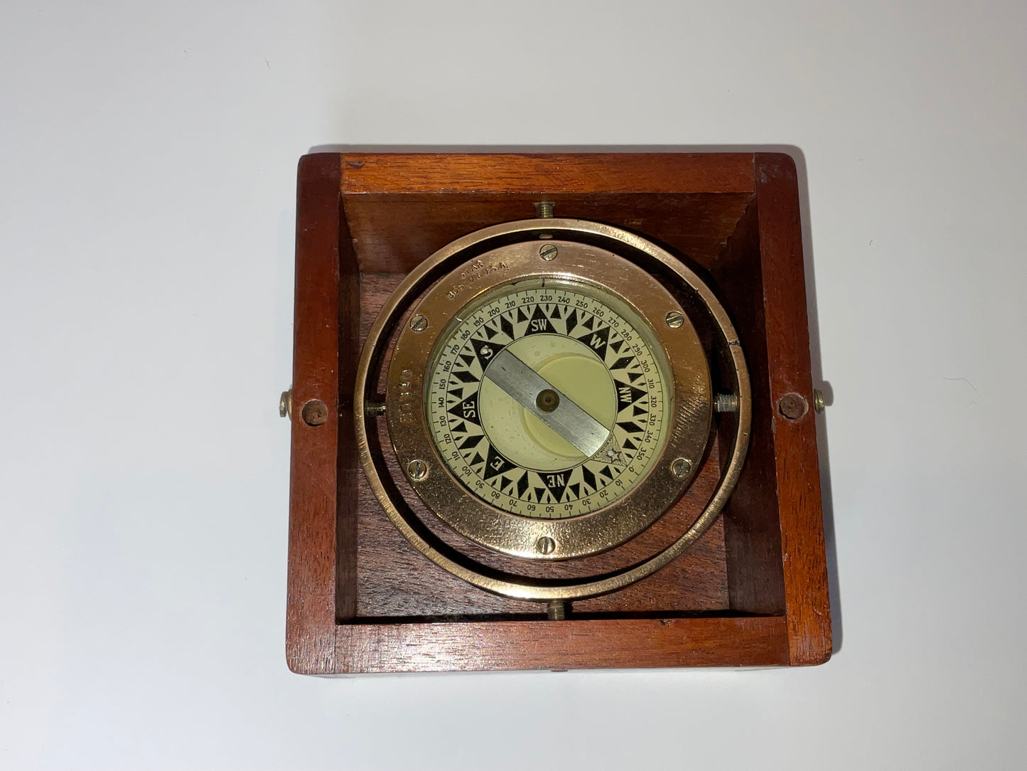 Boat Compass on Gimbal in a Mahogany Box