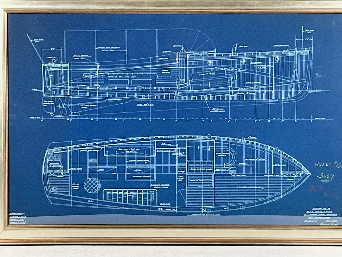 Yacht Blueprint of a Launch by B.T. Dobson Naval Architect.