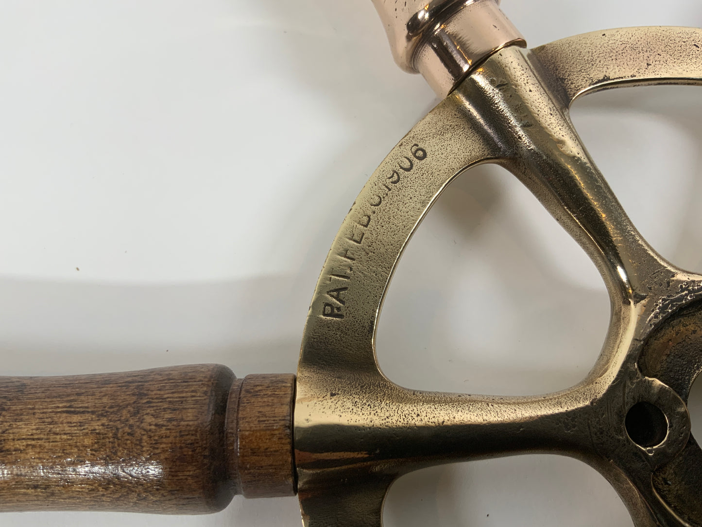 Brass Ships Wheel with Wood Handles