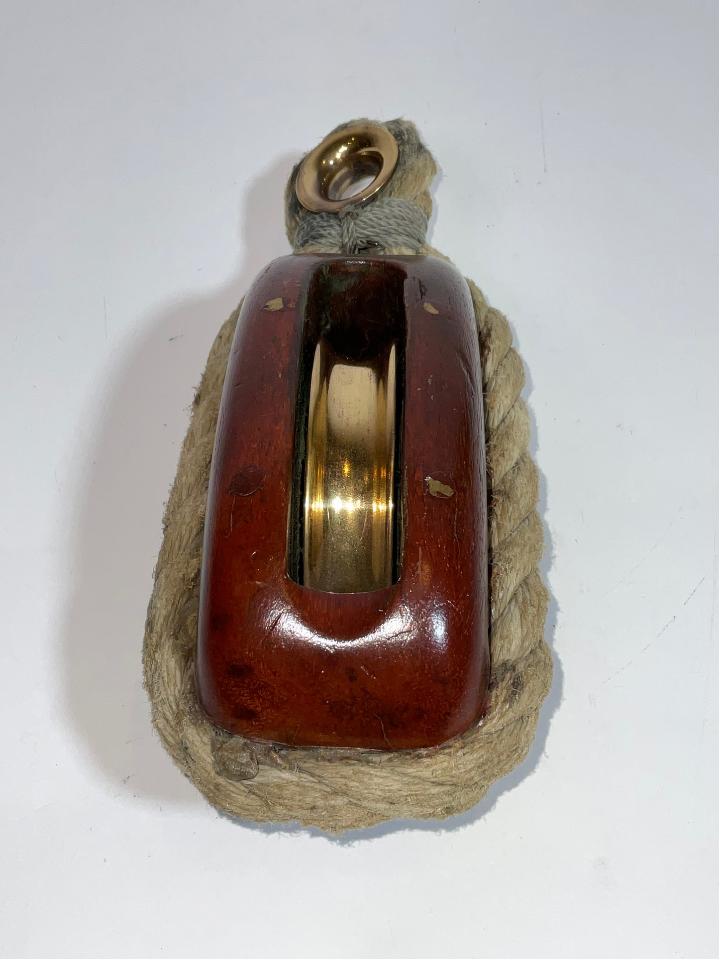 Single Brass Sheave Yacht Pulley Block with Rope Stropping