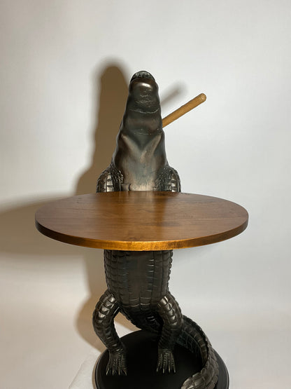 Carved Wood Alligator Wine Table