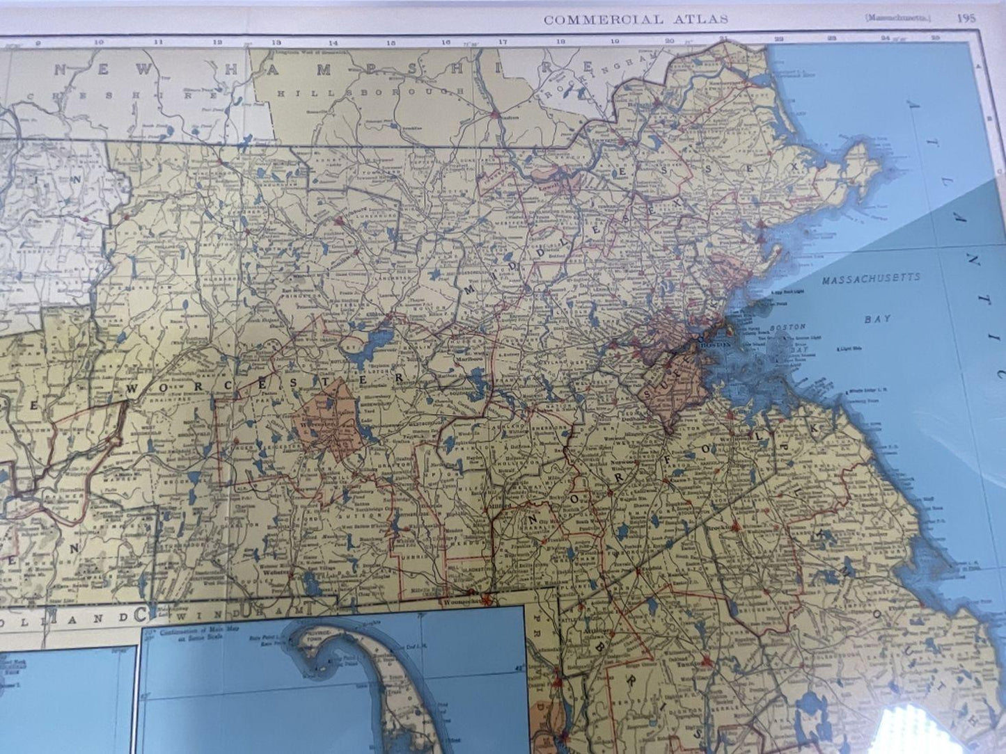 Map Of Massachusetts Circa 1920 - Lannan Gallery