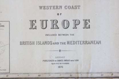 Original 1875 Imray & Son Chart of European Coast - Lannan Gallery