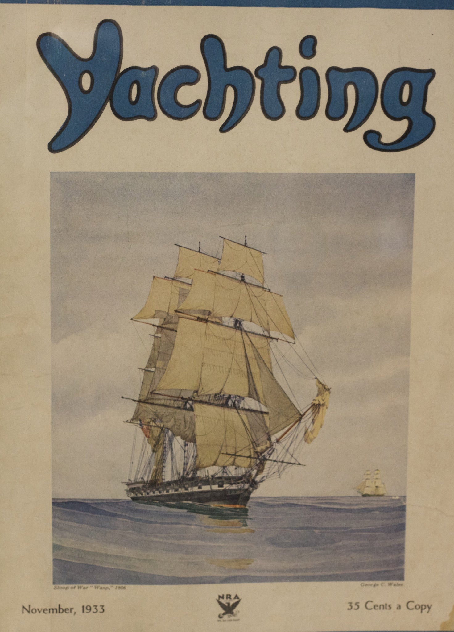Authentic Cover from Yacthing Magazine, Nov. 1933 - Lannan Gallery