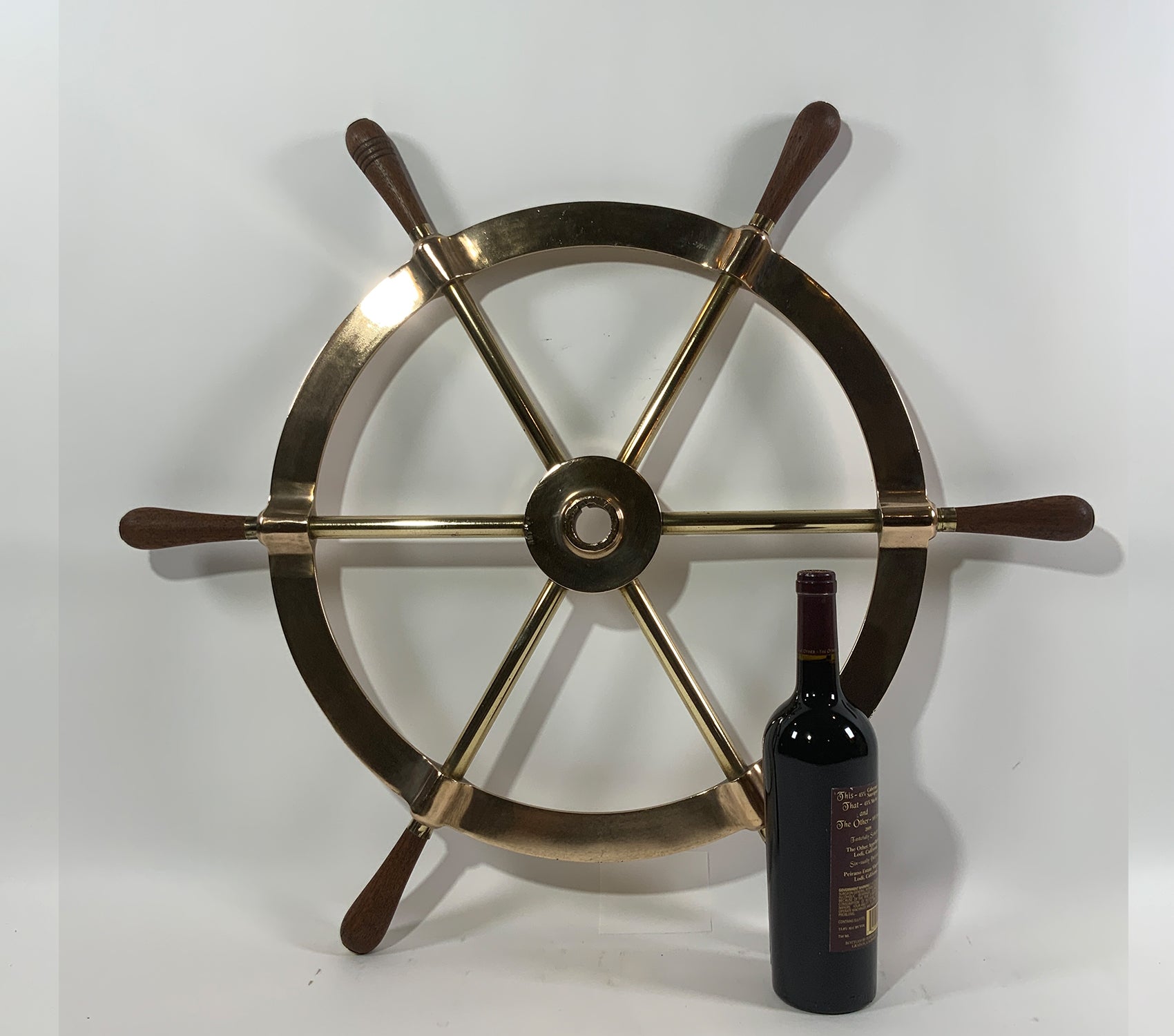Six Spoke Solid Brass Yacht Wheel - Lannan Gallery