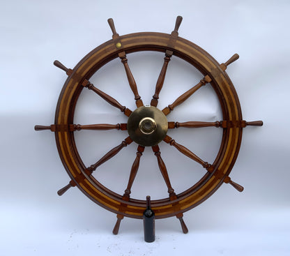 Five Foot Mahogany and Brass Ships Wheel - Lannan Gallery