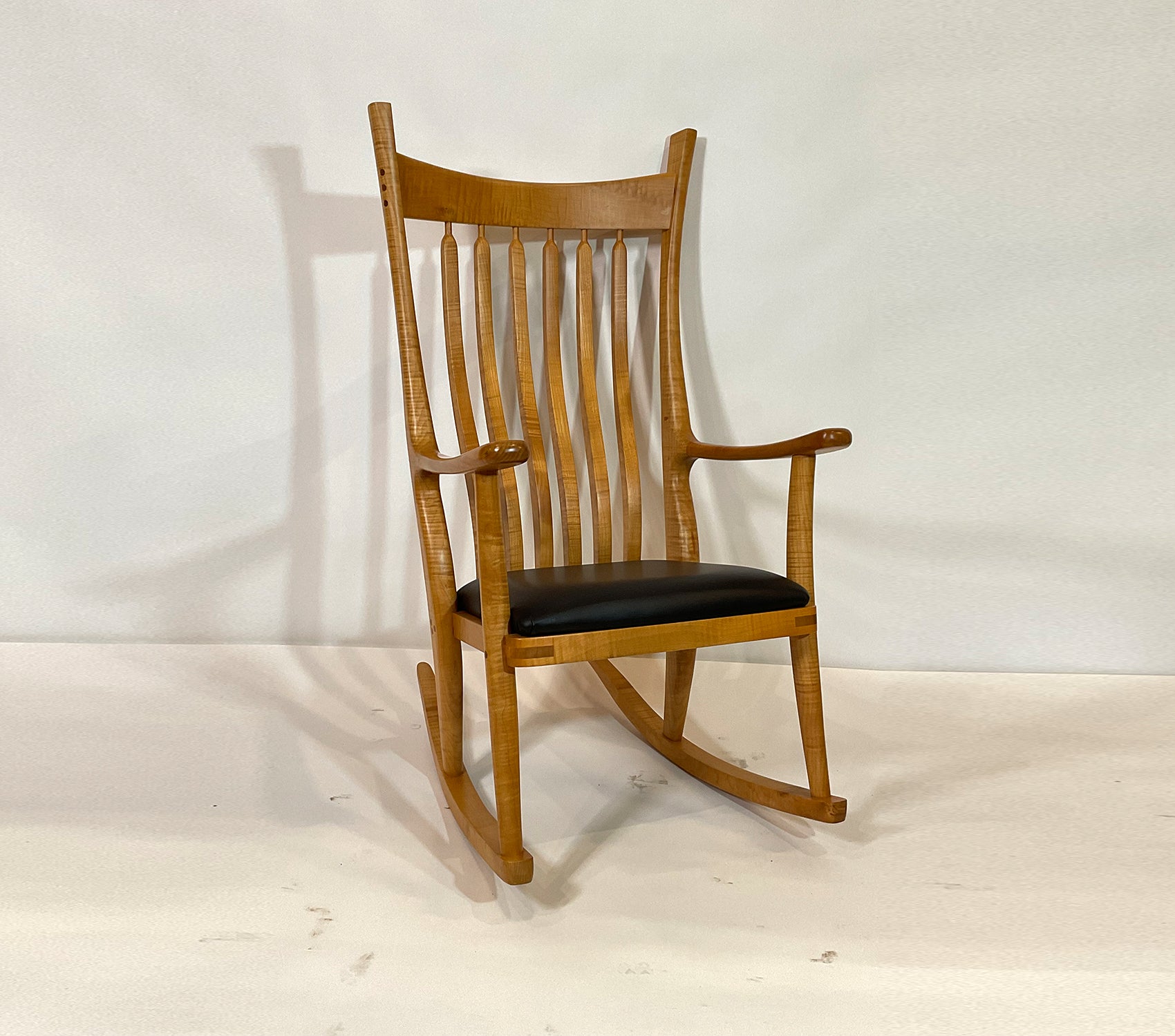 Custom made Tiger Maple Rocker Lannan Gallery