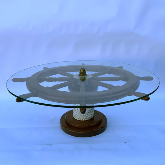 Authentic Ship's Wheel Is Now A Coffee Table - Lannan Gallery