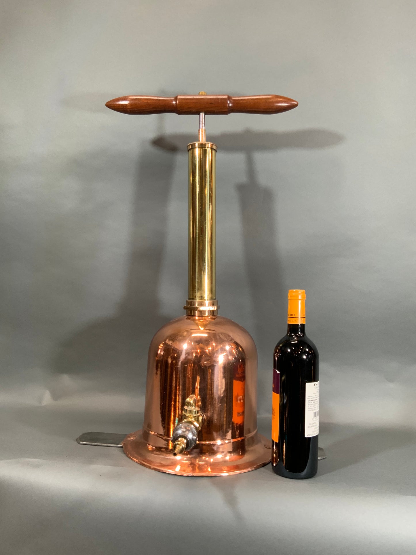 Copper and Brass Fresh Air Diver's Pump with Wood Handle - Lannan Gallery