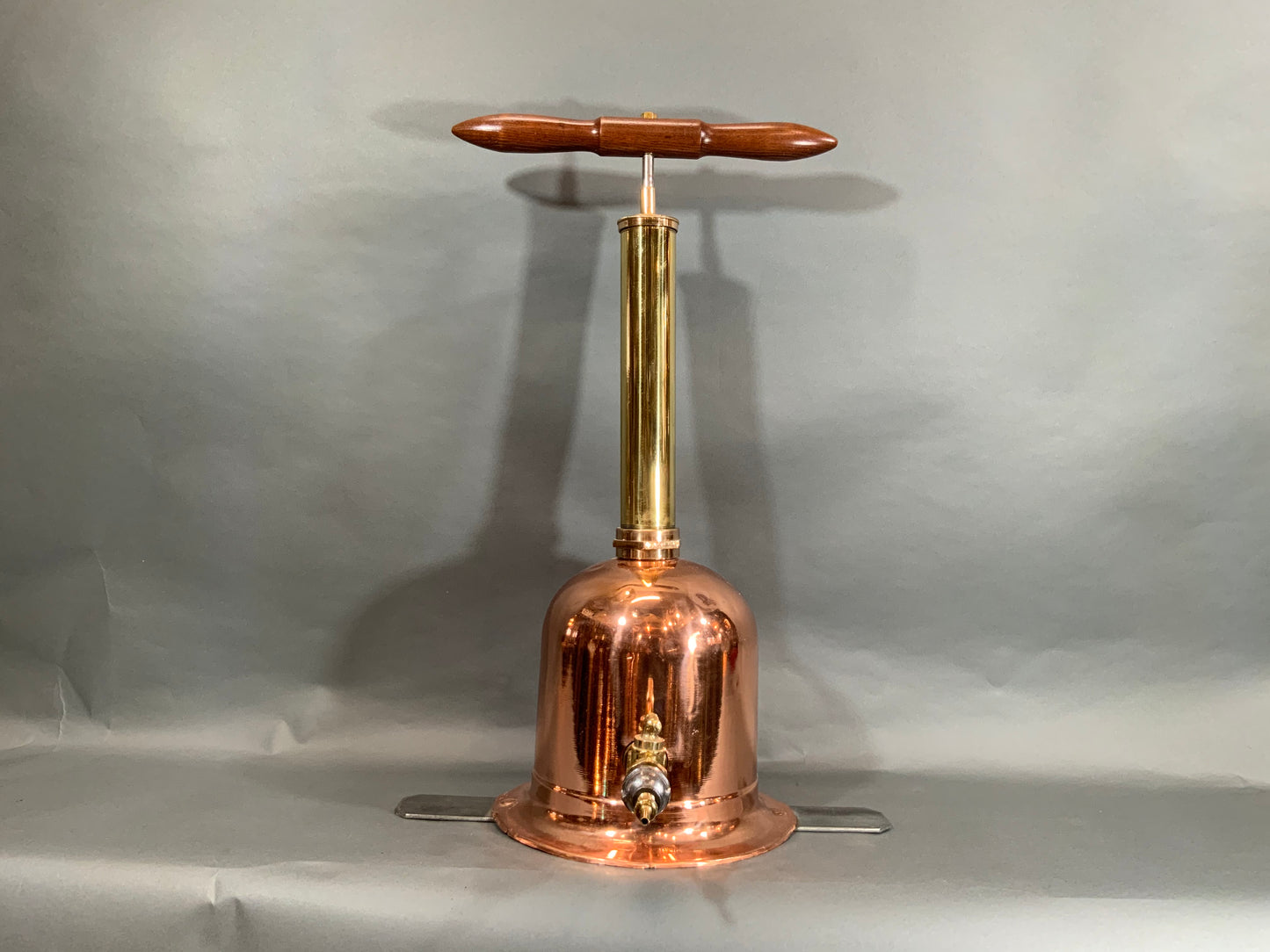 Copper and Brass Fresh Air Diver's Pump with Wood Handle - Lannan Gallery