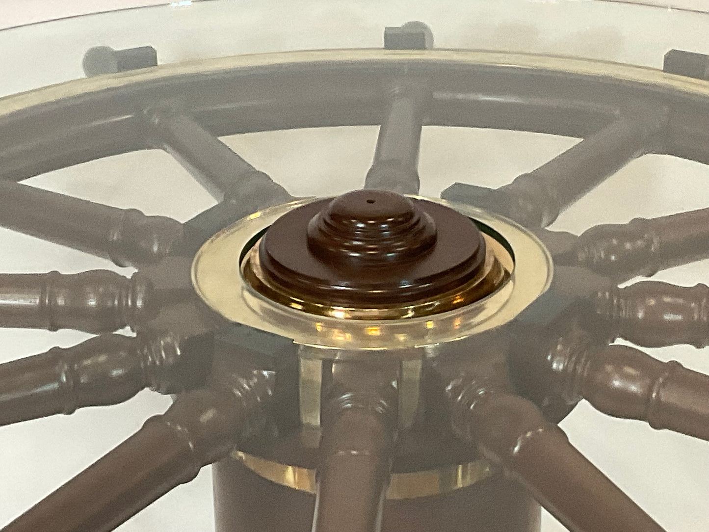 Antique Ships Wheel Bar Height Table - Lannan Gallery