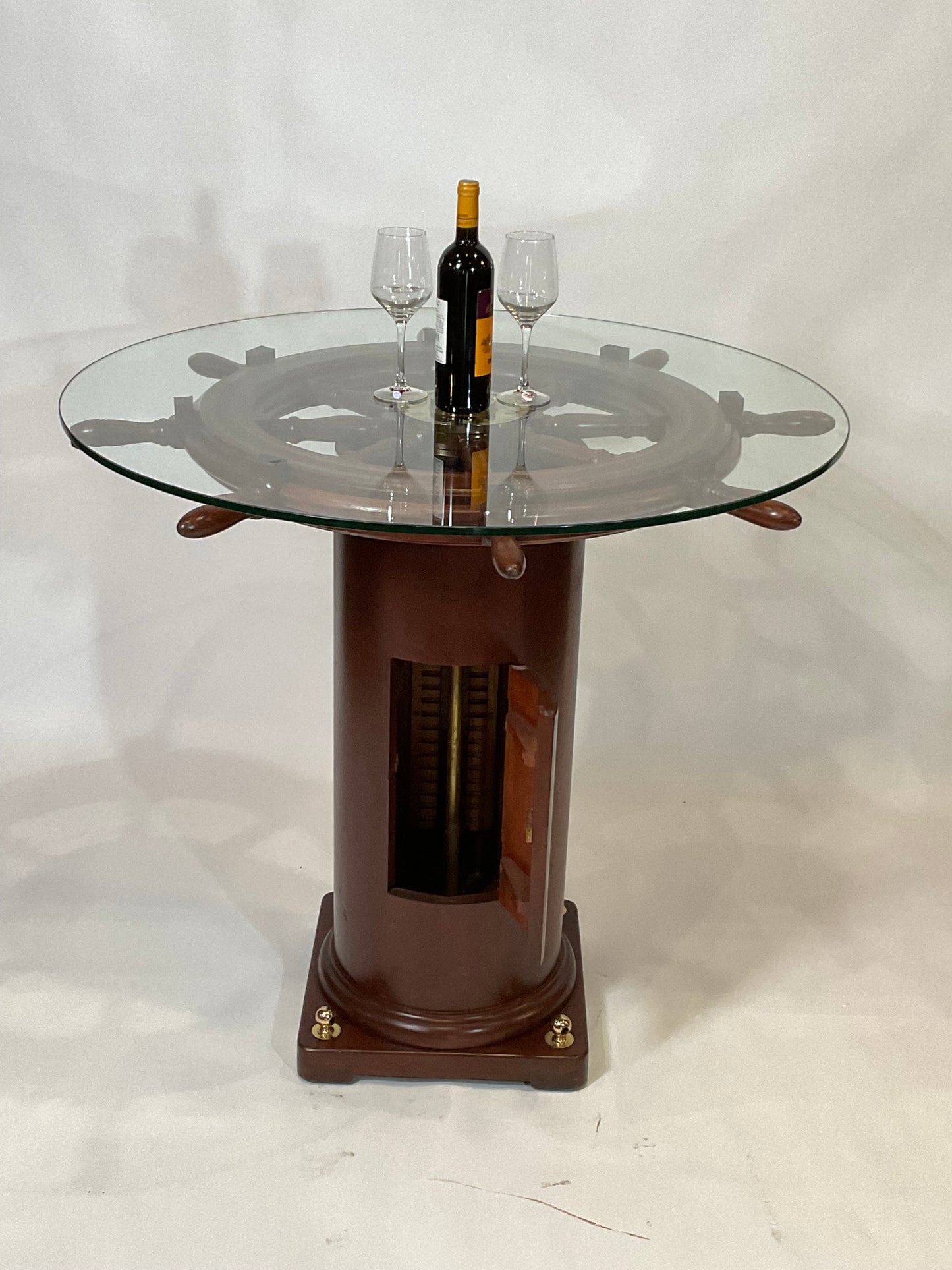 Antique Ships Wheel and Binnacle Table - Lannan Gallery