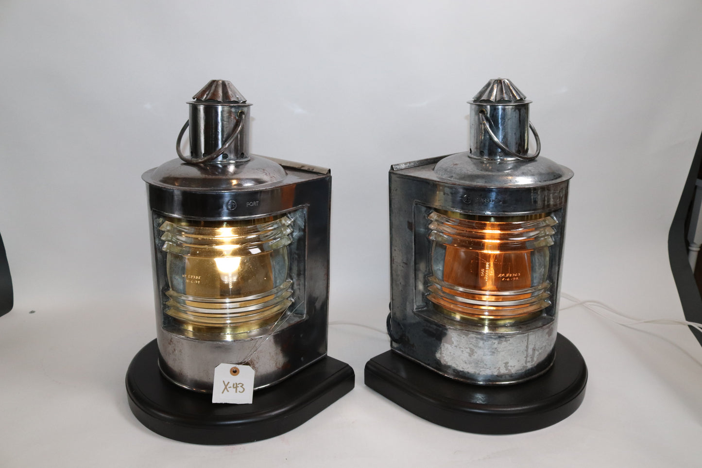 Polished Steel Ships Port and Starboard Lanterns - Lannan Gallery