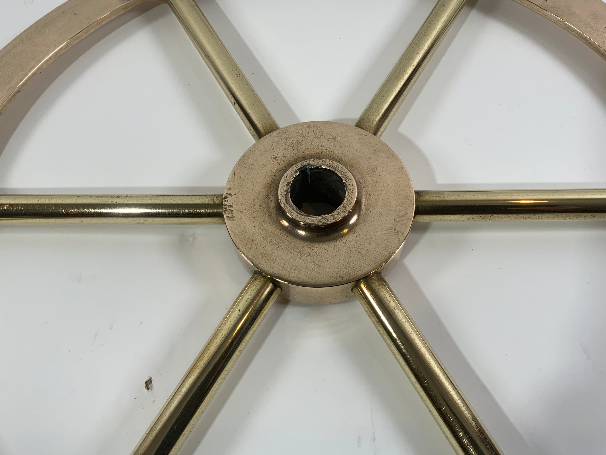 Six Spoke Solid Brass Yacht Wheel - Lannan Gallery