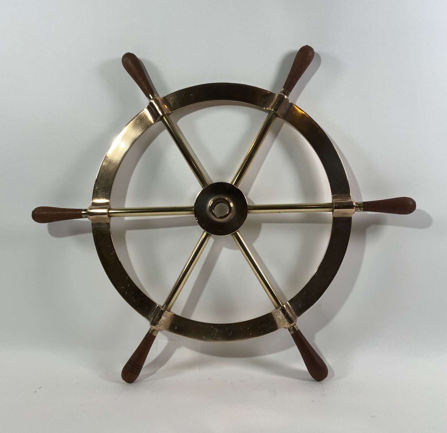 Six Spoke Solid Brass Yacht Wheel - Lannan Gallery