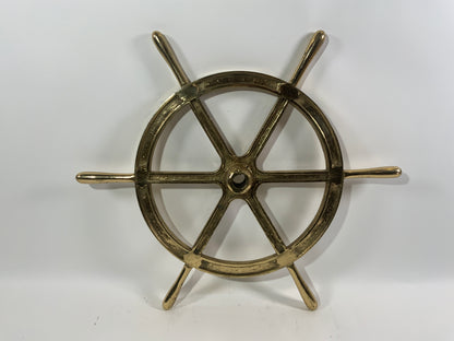 28 Inch Six Spoke Solid Brass Ships Wheel - Lannan Gallery