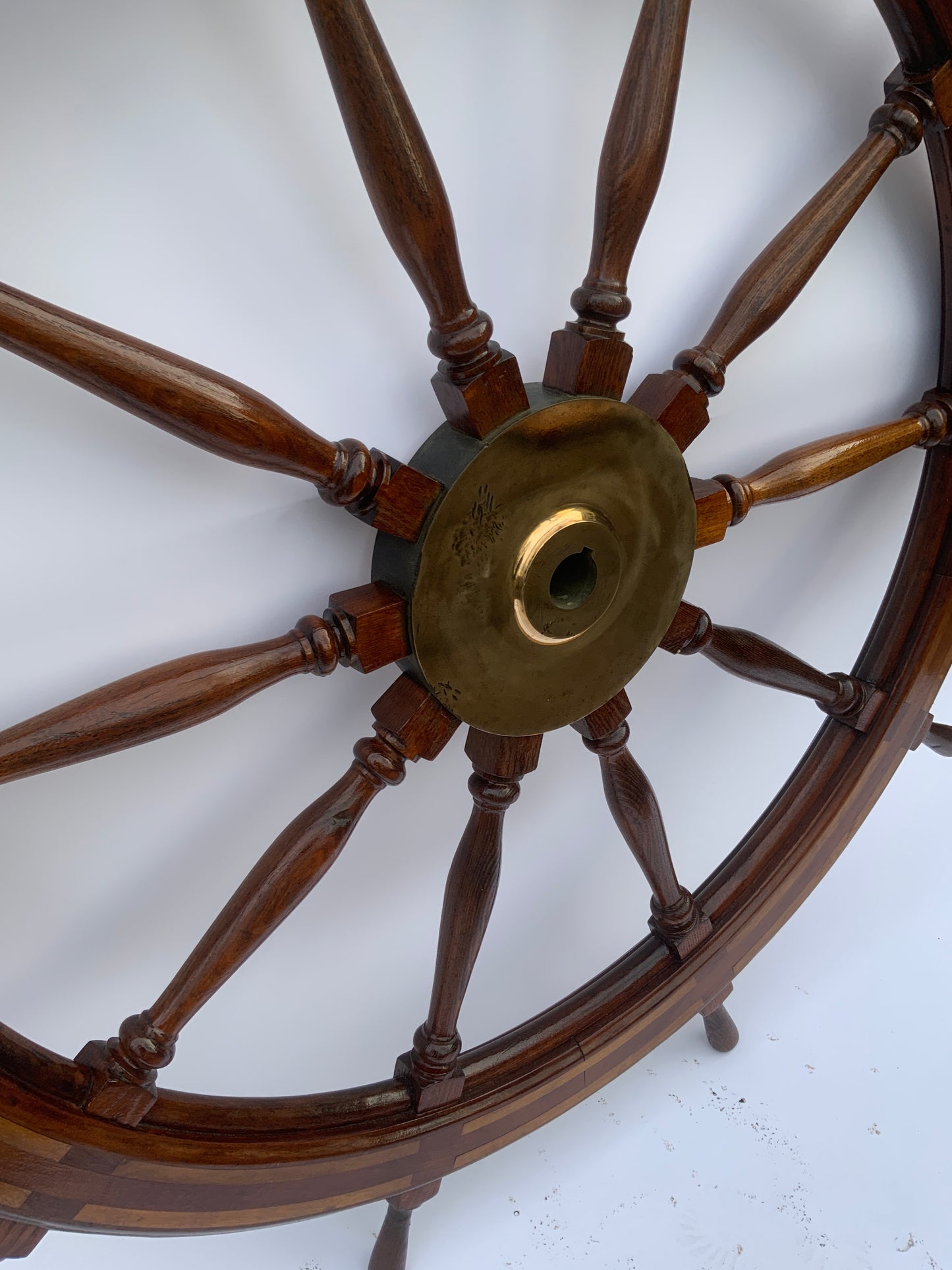 Five Foot Mahogany and Brass Ships Wheel - Lannan Gallery