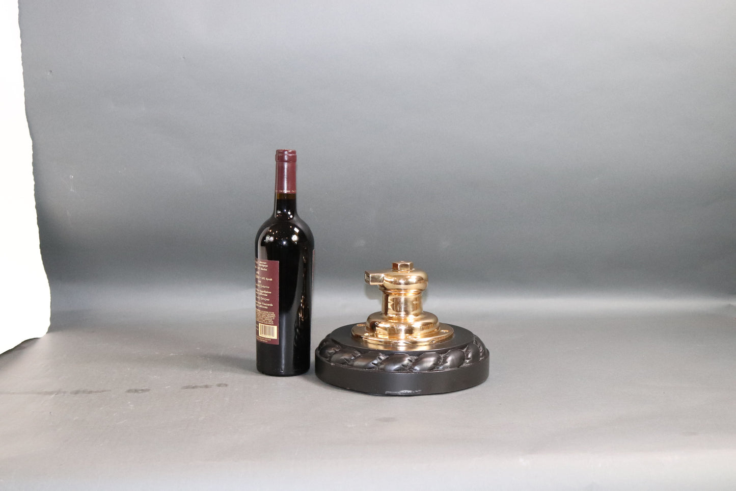 Brass Yacht Winch on Wood Base - Lannan Gallery