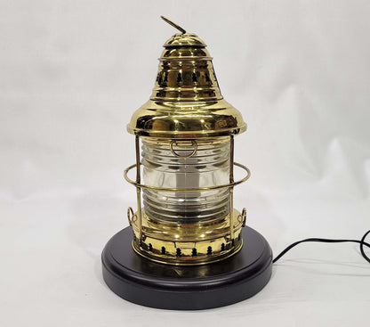 Brass Yacht Lantern with Fresnel Lens - Lannan Gallery