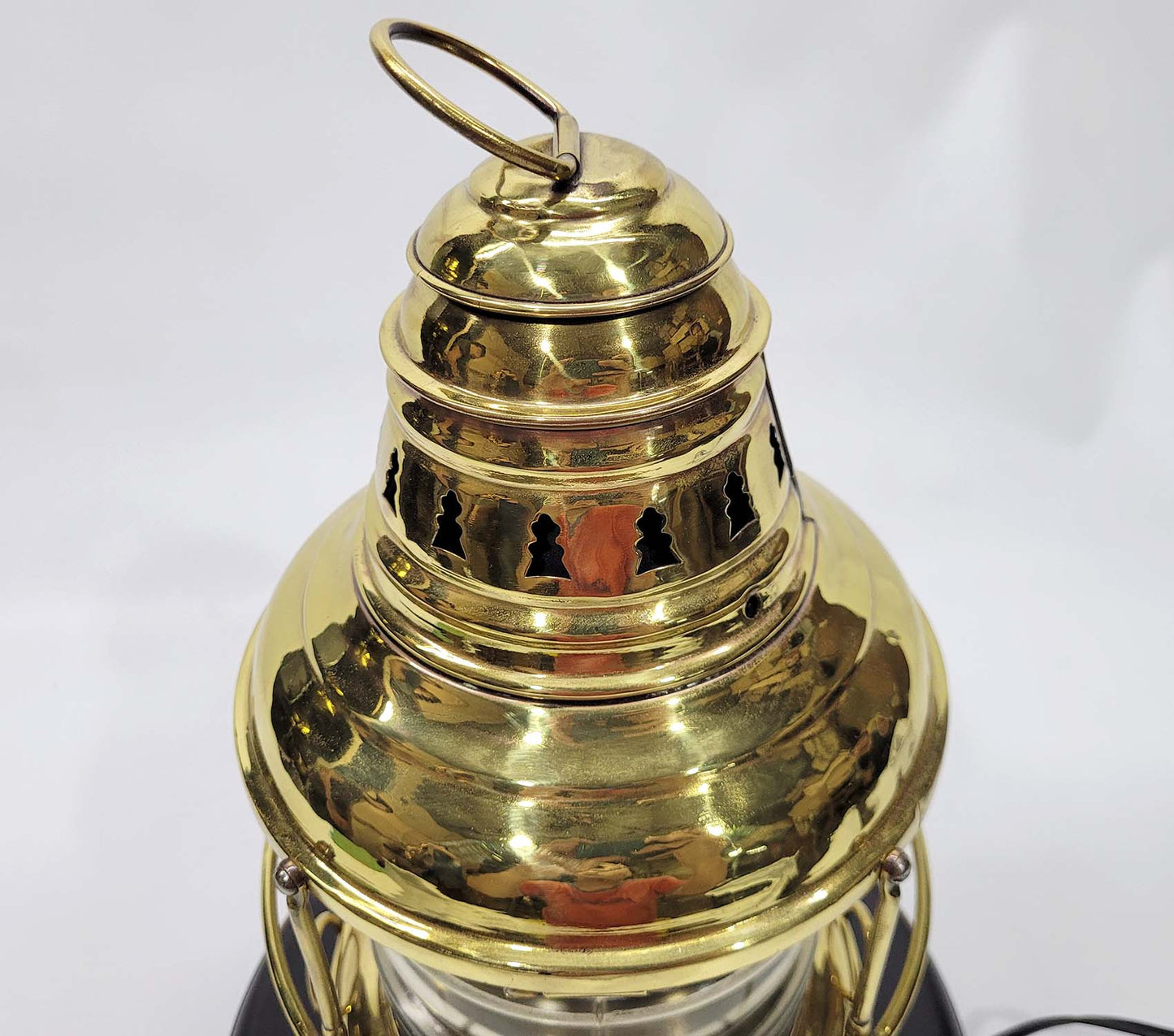 Brass Yacht Lantern with Fresnel Lens - Lannan Gallery