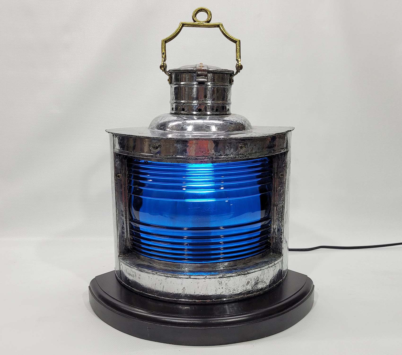 Starboard Ships Lantern with Cobalt Blue Lens - Lannan Gallery