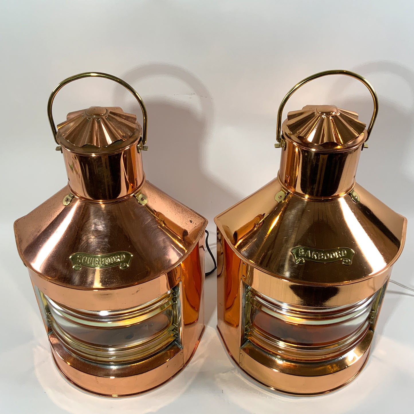 Pair of Copper Port And Starboard ships Lanterns - Lannan Gallery