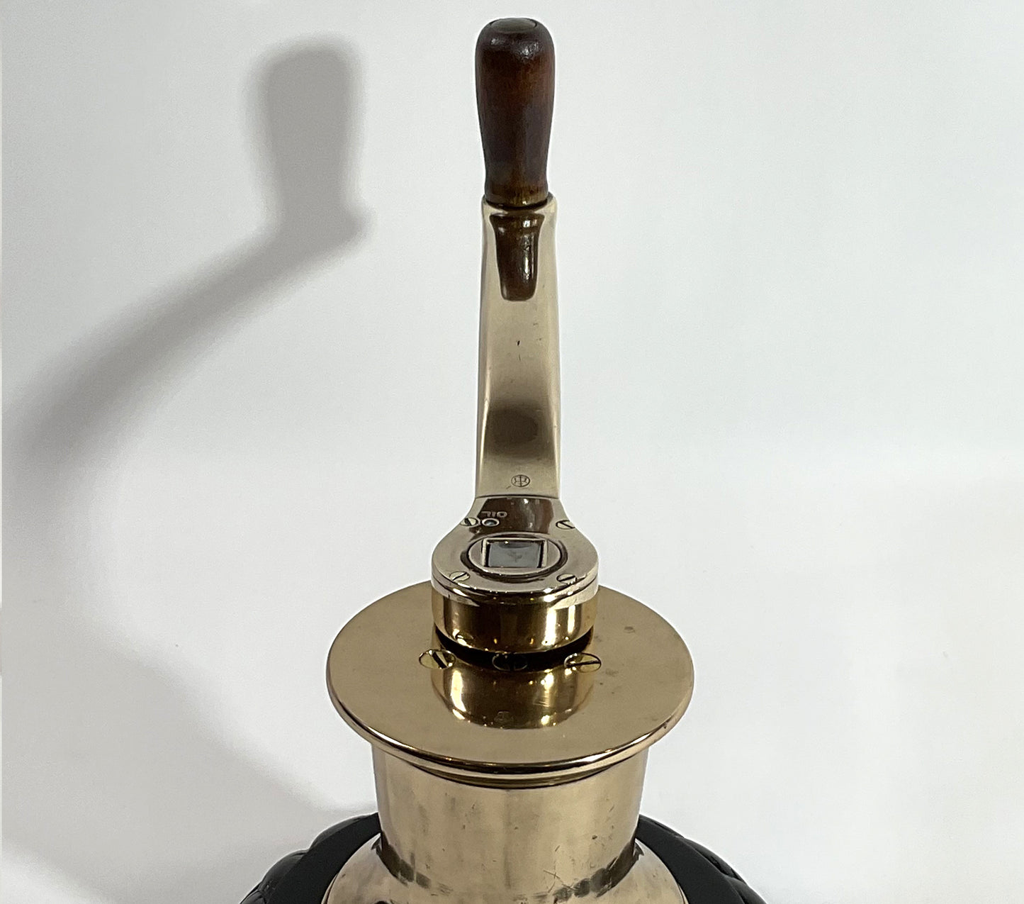 Solid Brass Yacht Winch On Mahogany Base - Lannan Gallery