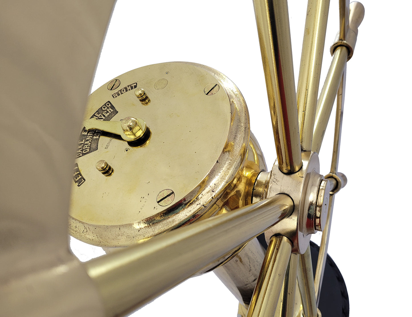 Solid Brass Ships Wheel on Stand - Lannan Gallery