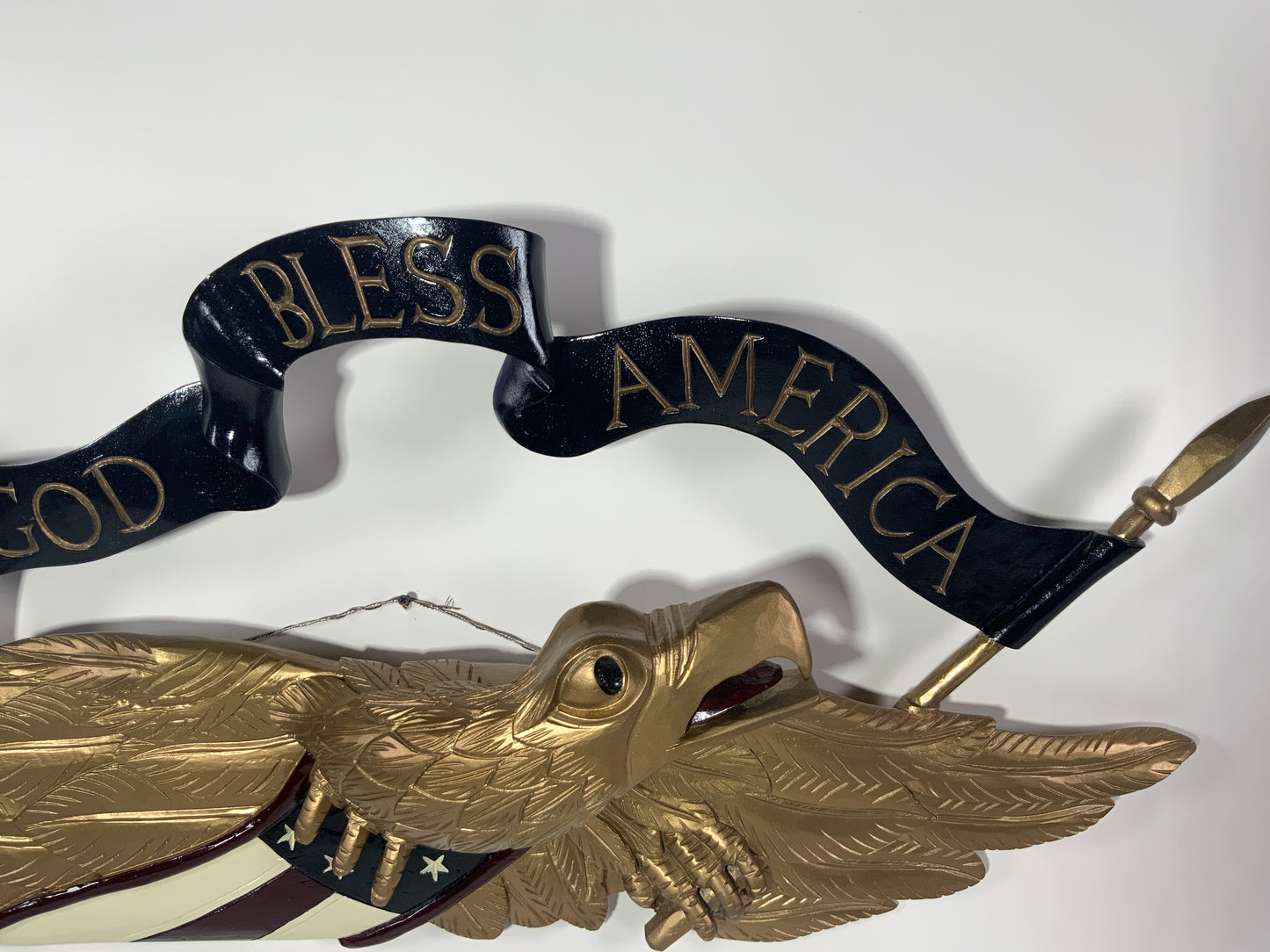 Old Gold Carved Eagle- "God Bless America" - Lannan Gallery