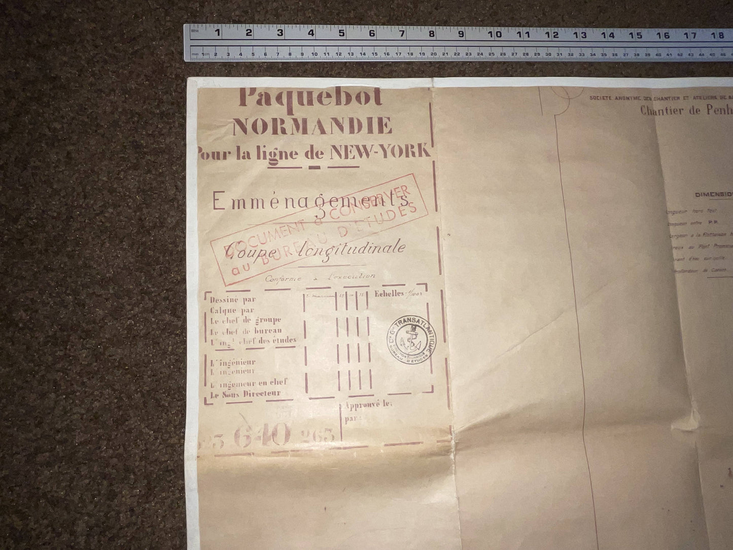 Ocean Liner Normandie Longitudinal Plan