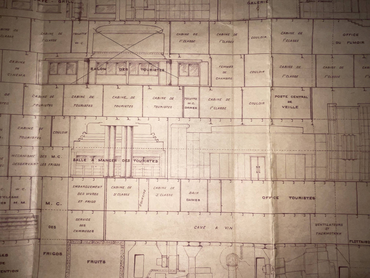 Ocean Liner Normandie Longitudinal Plan