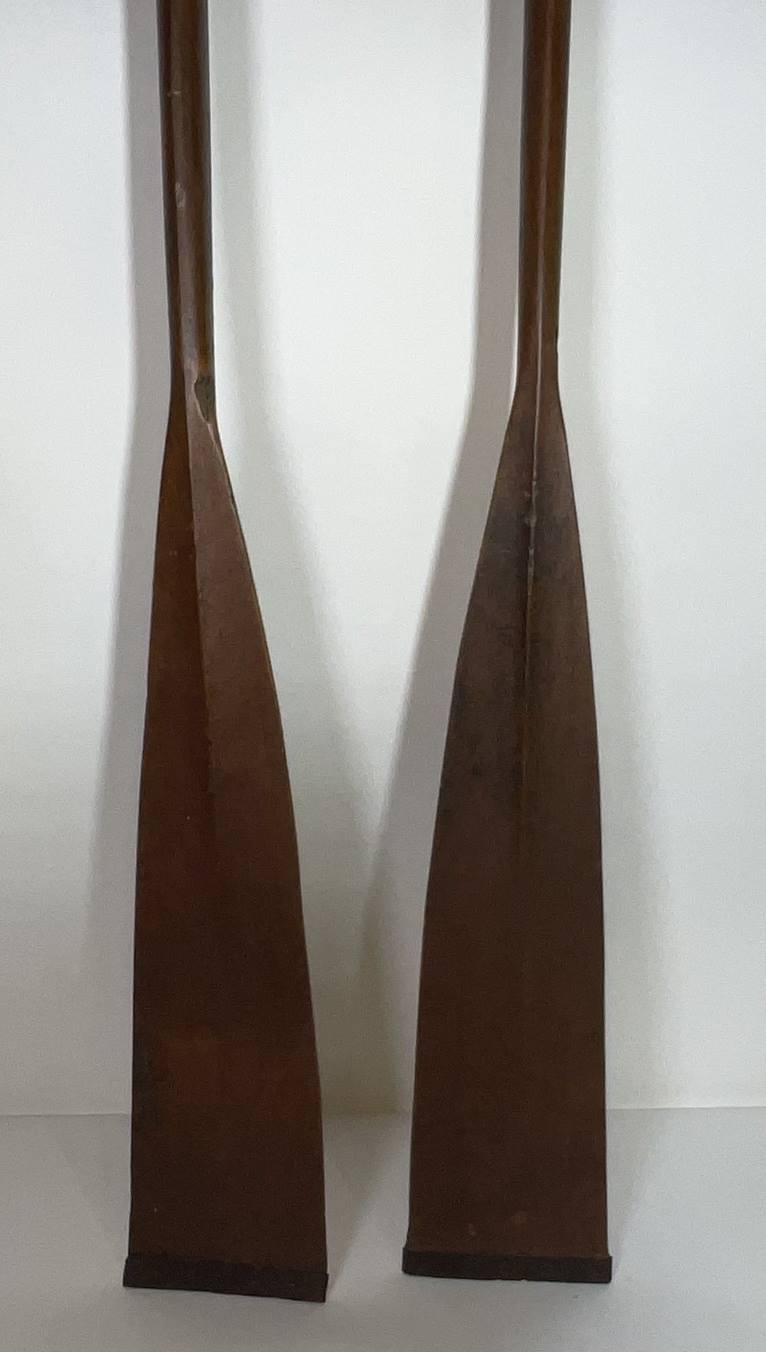 Pair of Sweep Oars with Old Varnish Finish