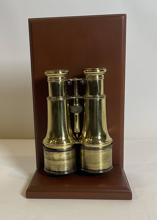 Brass Yachting Binoculars on Wood Base